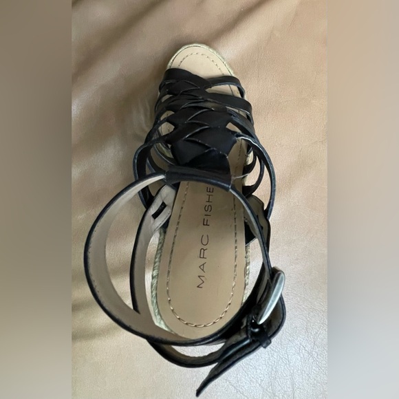 Marc Fisher Espadrille Platform Wedge Sandal - Size 7 -Black - Picture 12 of 14